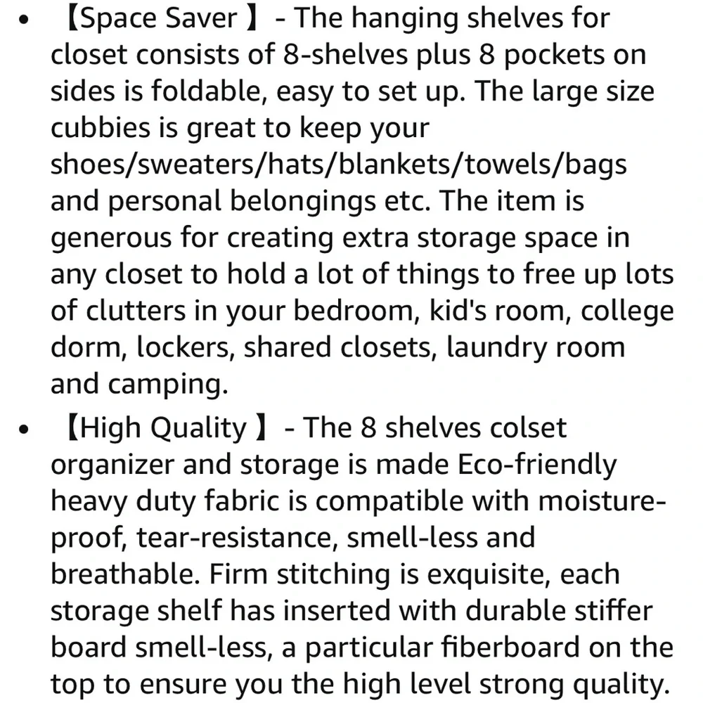 NIB Gray Hanging Closet Organizer